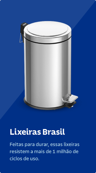 Lixeiras Brasil: feitas para durar, essas lixeiras resistem a mais de 1 milhão de ciclos de usos.