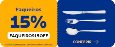 Faqueiros com 15% OFF. Utilize o cupom: FAQUEIROS15OFF 