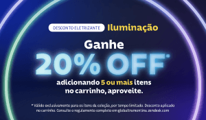 Iluminação: ganhe 20% OFF* adicionando 5 ou mais itens no carrinho