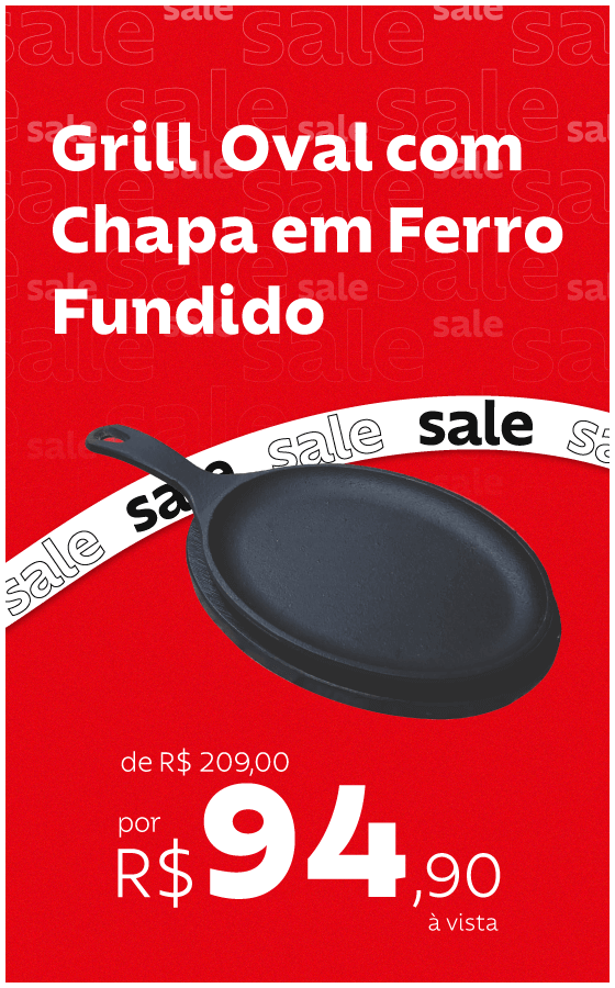 Grill Oval com Chapa em Ferro Fundido por R$ 94,90 à vista