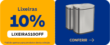 Lixeiras com 10% OFF. Utilize o cupom: LIXEIRAS10OFF