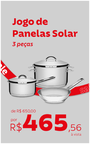 Jogo de Panelas Solar por R$ 465,56 à vista